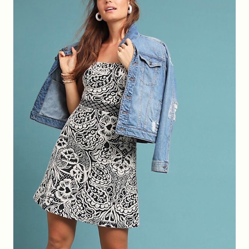 Anthropologie ETT TWA Black White Lace Mod Sleeveless Dress XS